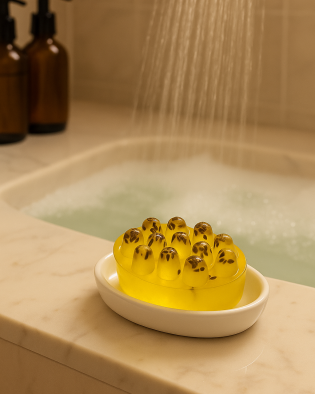 Sabonete Massageador de Maracujá – Estímulo, Relaxamento e Aroma Tropical