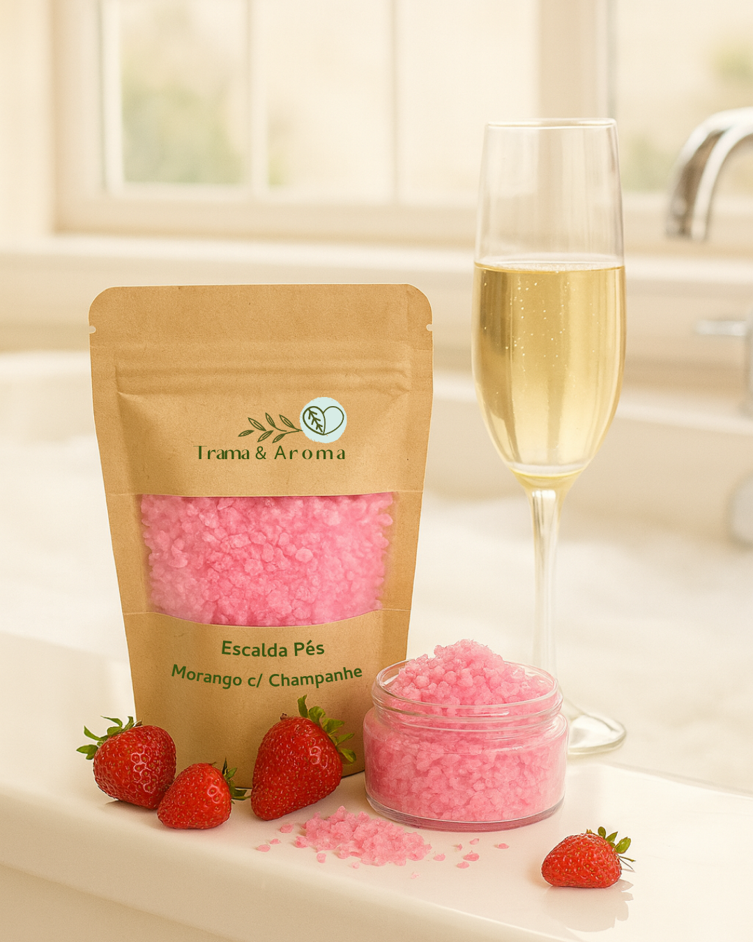Escalda-Pés de Morango com Champanhe 120g – Sachê Aromático e Romântico