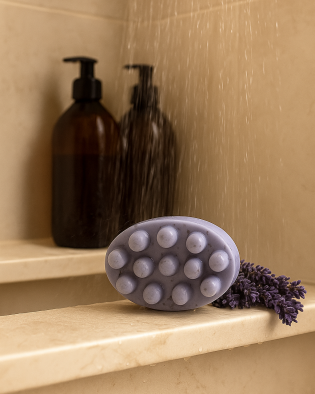 Sabonete Massageador de Lavanda – Relaxamento e Estímulo à Circulação