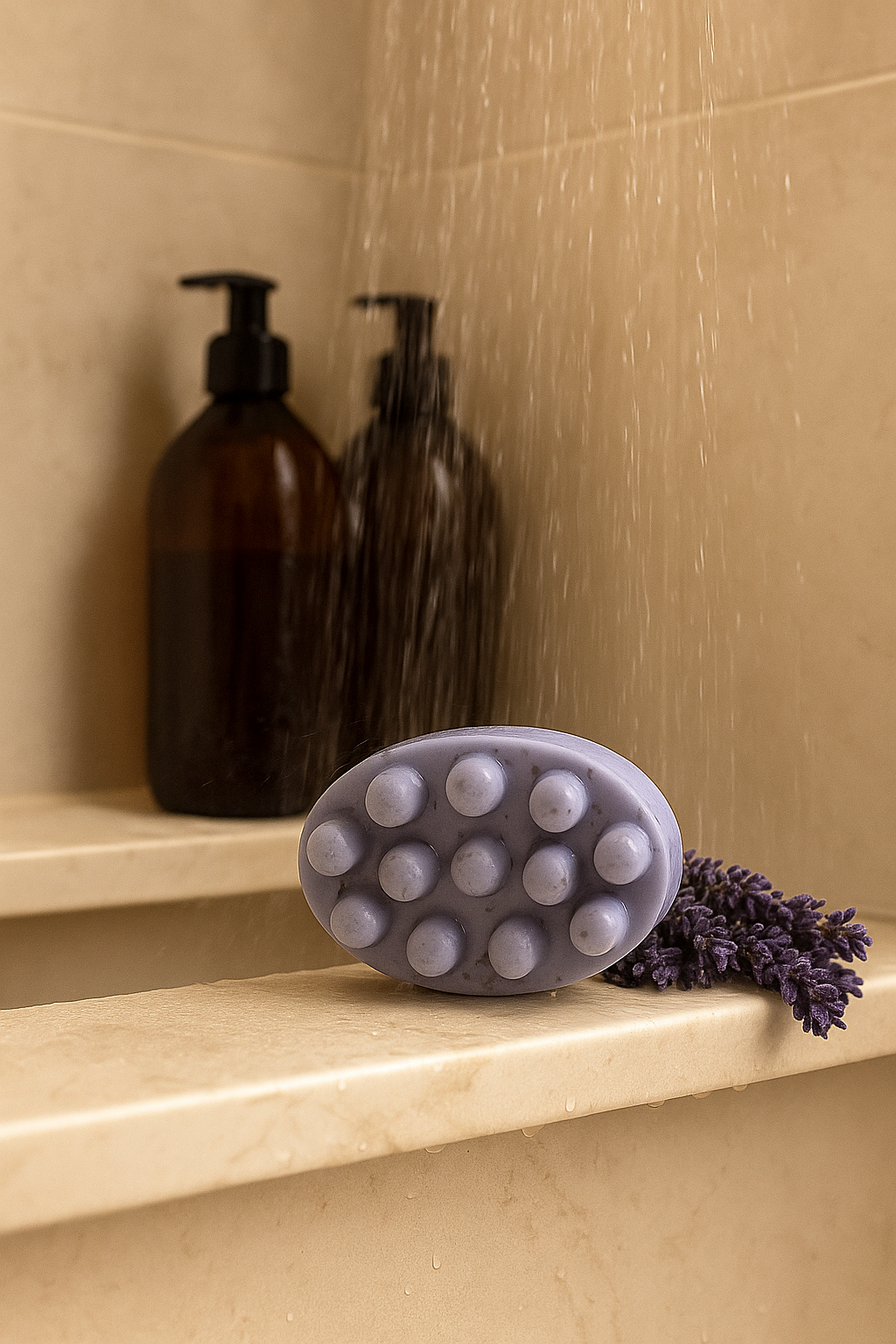 Sabonete Massageador de Lavanda – Relaxamento e Estímulo à Circulação