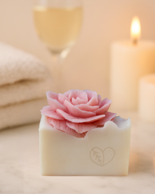 Sabonete Artesanal de Flor com Leite de Cabra e Manteiga de Karité – Nutrição e Suavidade