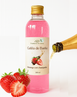 Geleia de Banho de Morango com Champanhe 300ml – Aroma Doce e Textura Sensorial Artesanal