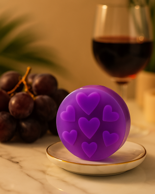 Sabonete Artesanal de Uva com Mini Corações – Limpeza Suave e Aroma Frutado