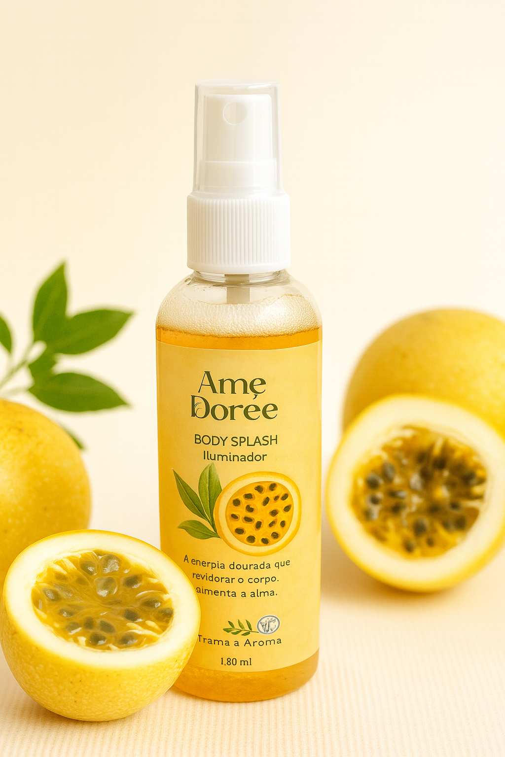 Body Splash Iluminador de Maracujá – Perfume e Brilho Sutil | Linha Ame Dorée