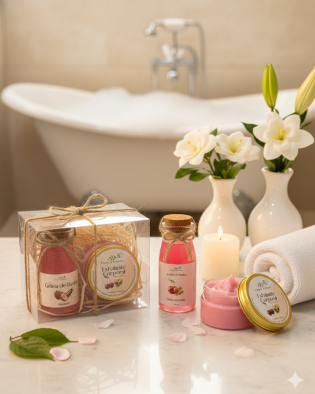 Kit Cereja & Avelã – Geleia de Banho 100g + Esfoliante Corporal 100g